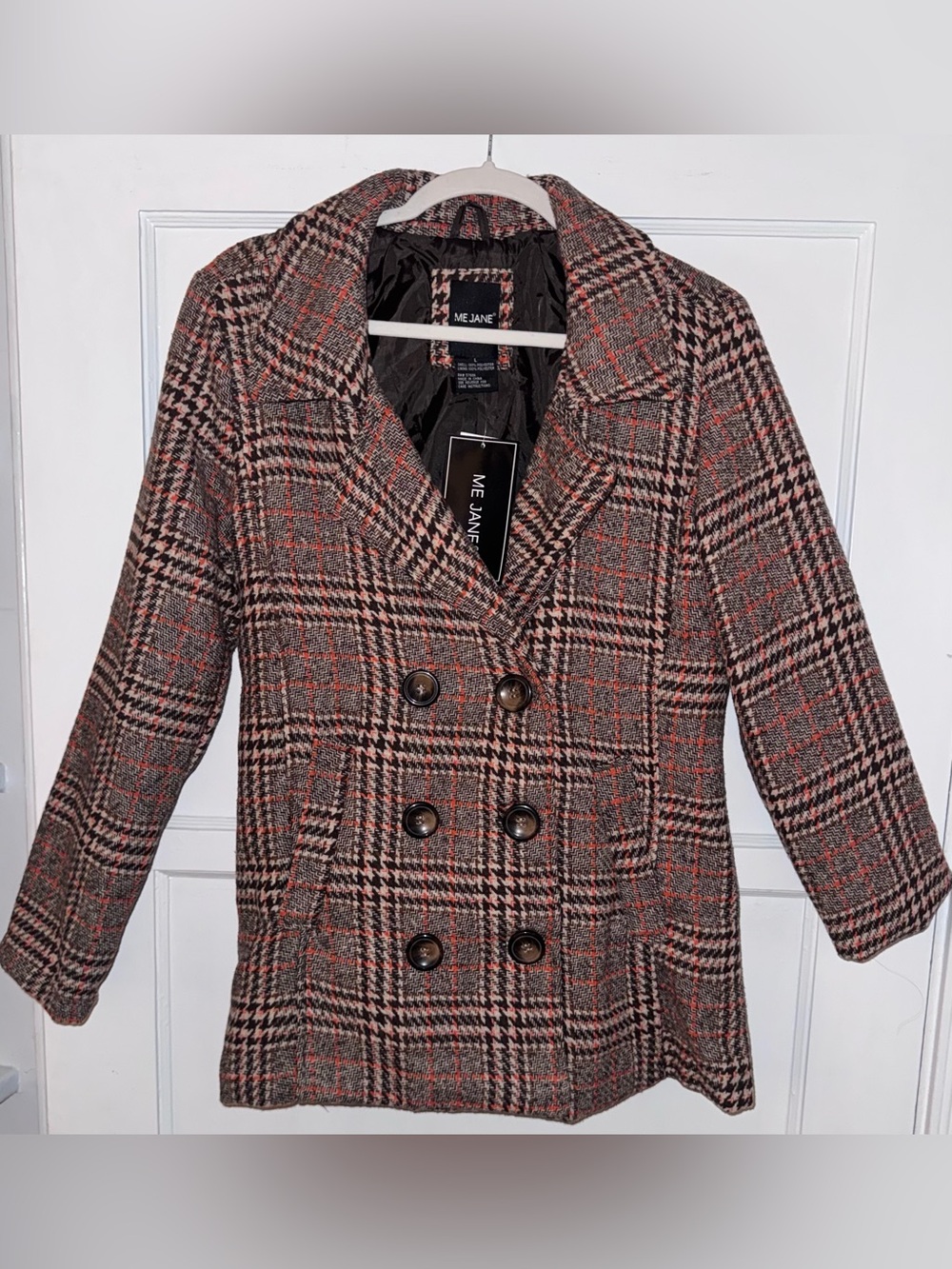 Me Jane - NWT Jacket/Blazer Plaid Lined Button-down Fall colors - Sz Large